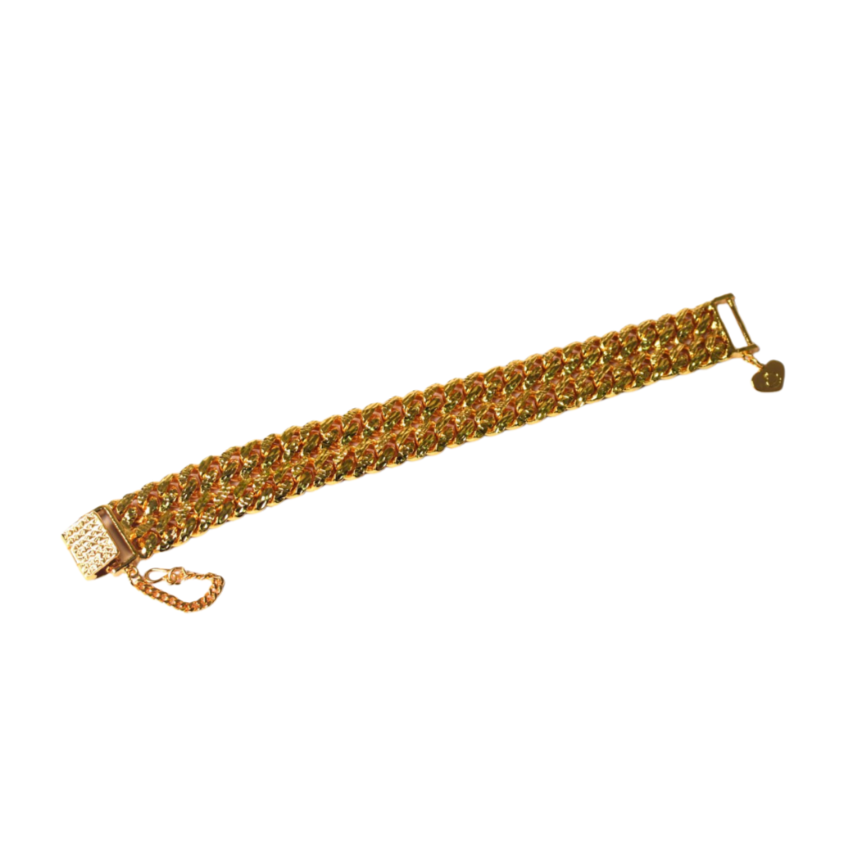 Bracelet Trend Dunhill Pahat Kembar Full Gold 1.5CM
