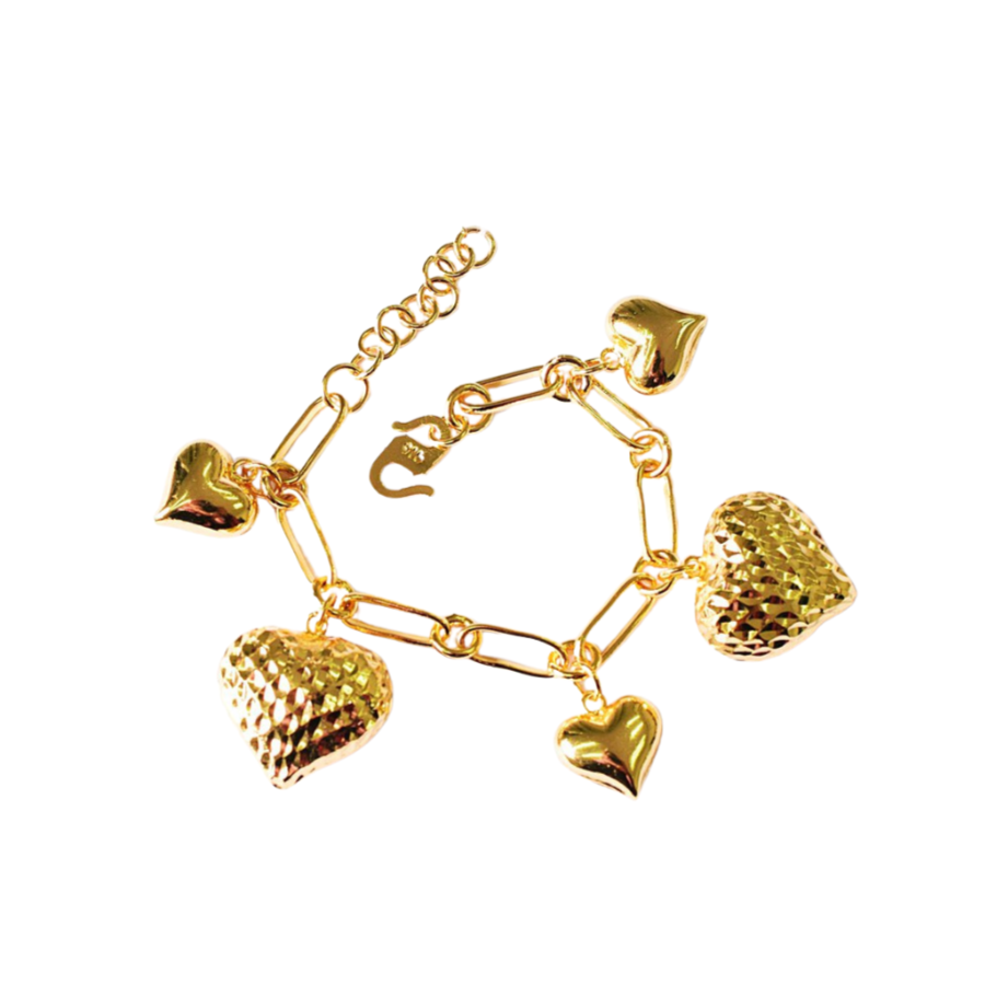 Bracelet Trend 5 Love 2.2+1.5CM Paper Clip Full Gold