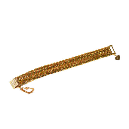 Bracelet Trend Dunhill Pahat Kembar Full Gold 1.5CM