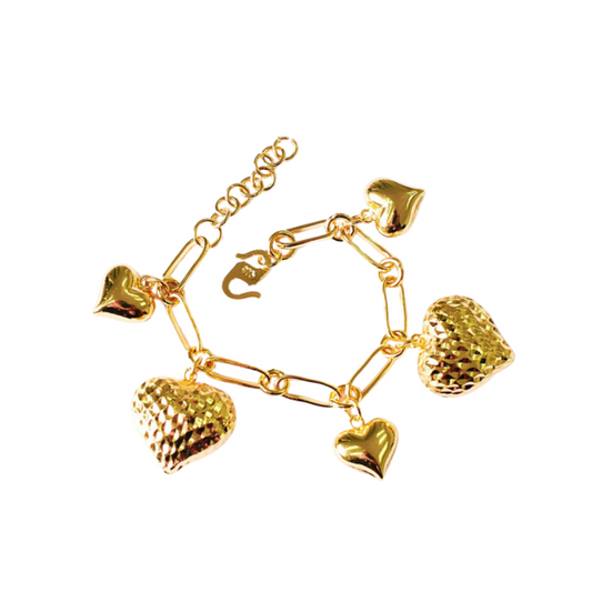 Bracelet Trend 5 Love 2.2+1.5CM Paper Clip Full Gold