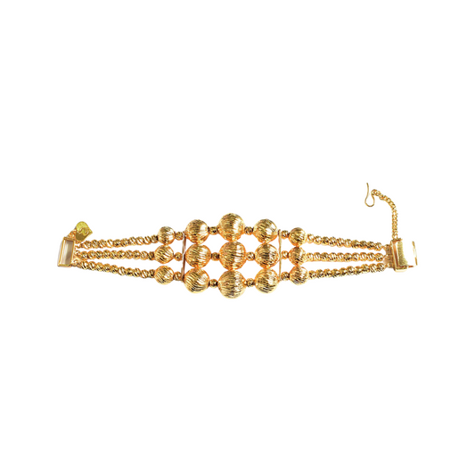 Bracelet Trend Boba Bead 3 Line Full Gold