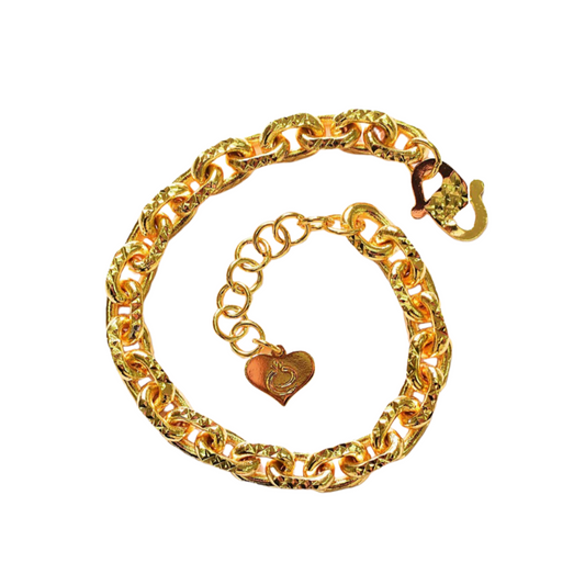 Bracelet Trend Sauh Pahat Kosong Full Gold